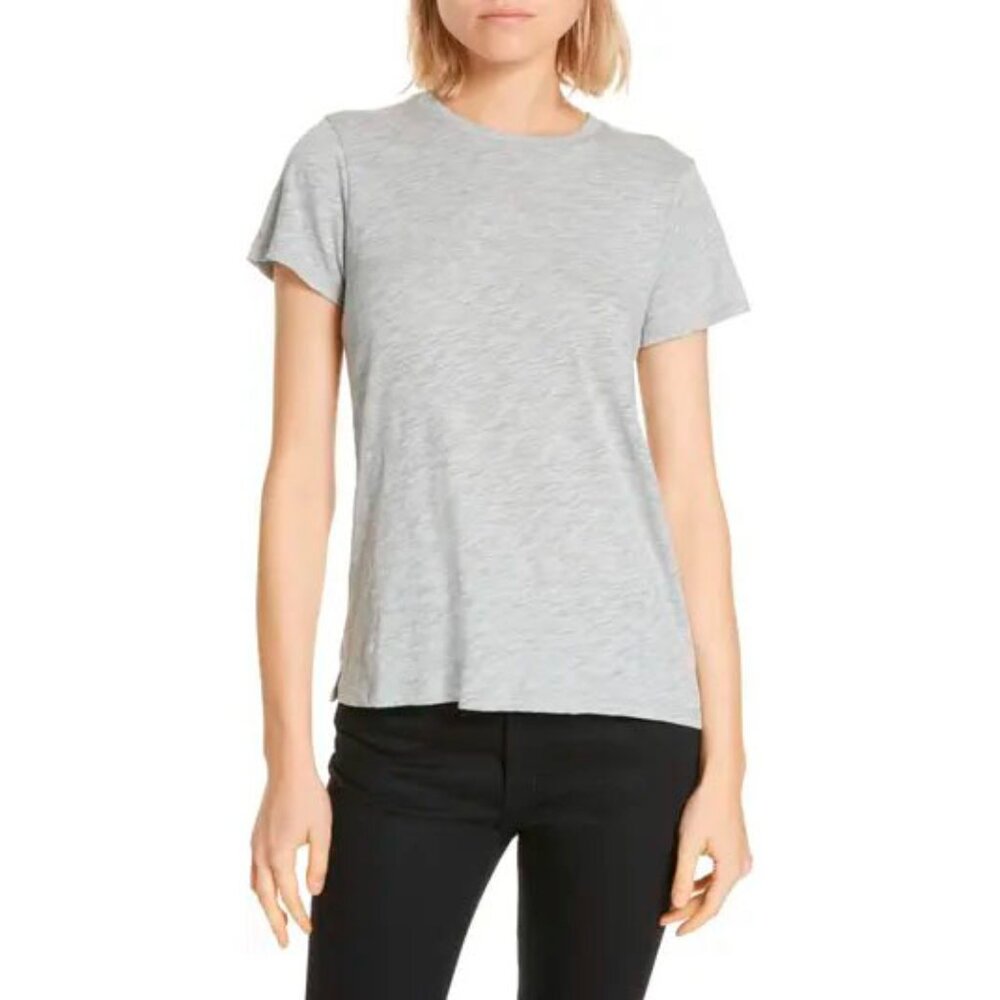 NWT WOMEN'S ATM ANTHONY THOMAS MELILLO SLUB SCHOOLBOY CREW TEE HEATHER GREY